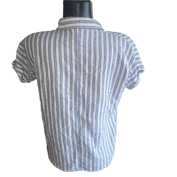 Favlux Blue And White Striped High Low Shirt M - Picture 5 of 6